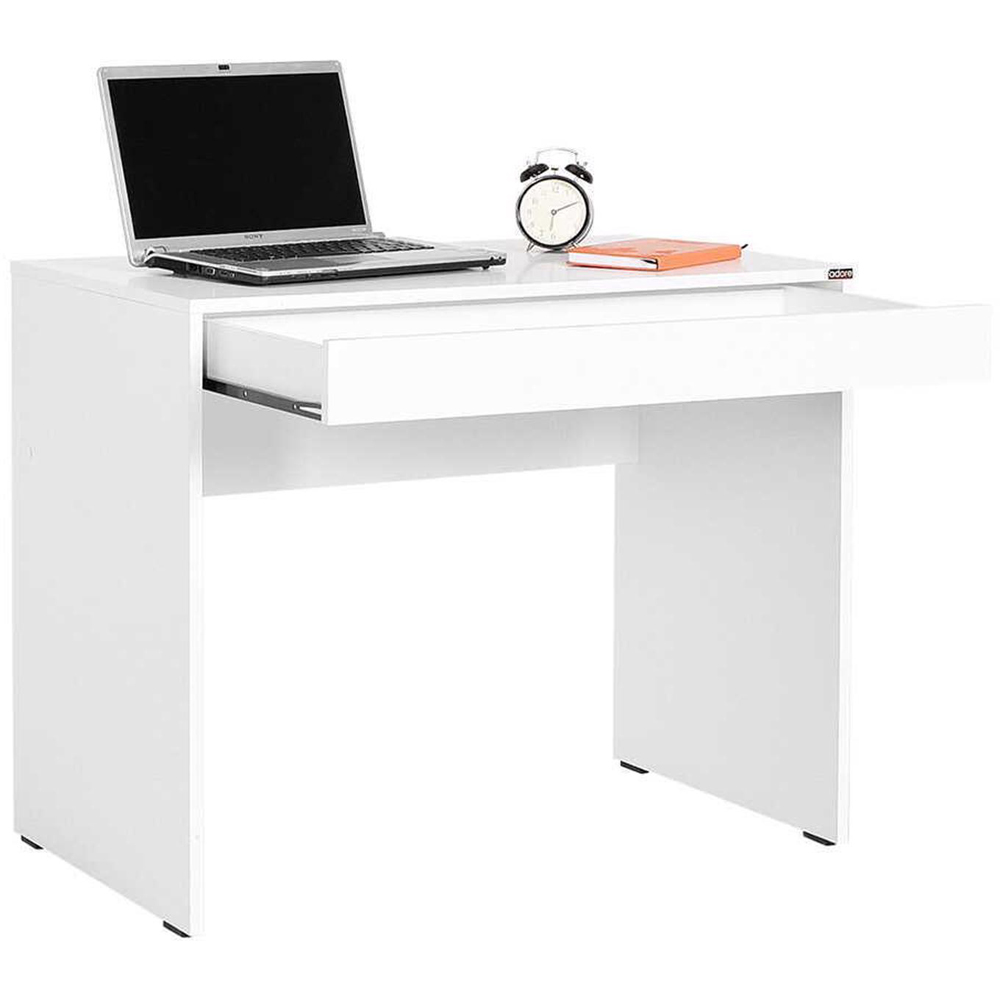 FWStyle Single Wide Drawer Matt White Desk Image 5