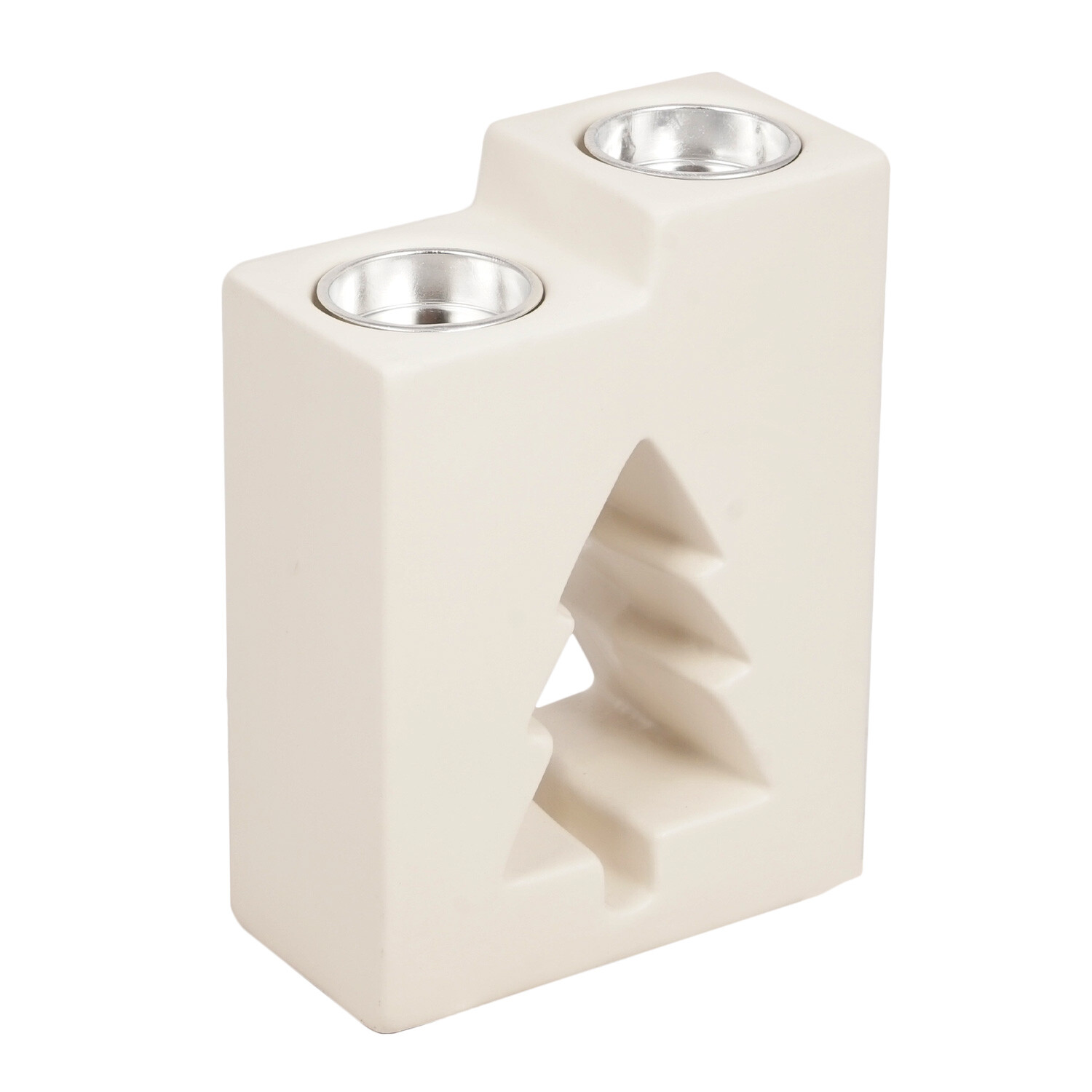 White Christmas Tree Duo Tealight Holder Image 2