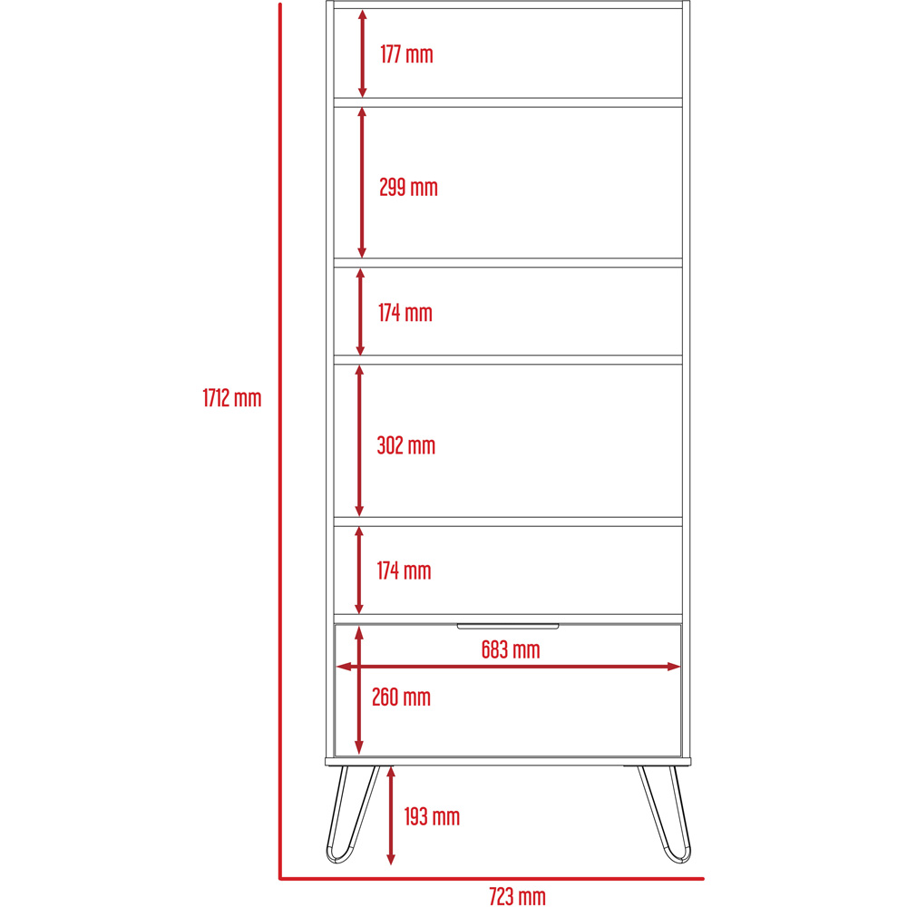 Core Products Nevada Single Door 5 Shelf Smoke Oak Effect Display Bookcase Image 5