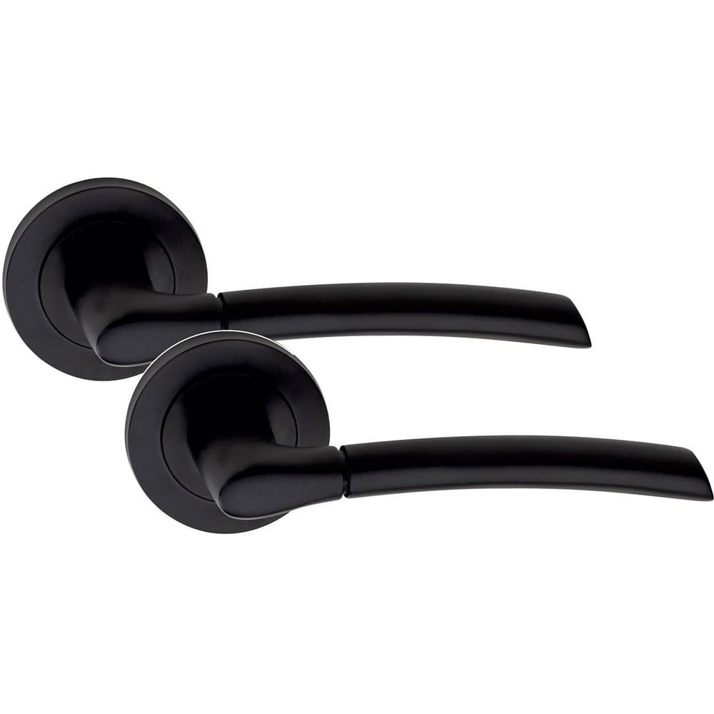 Golden Grace Indiana Matt Black Door Handle Pair with Tubular Latch Image 3
