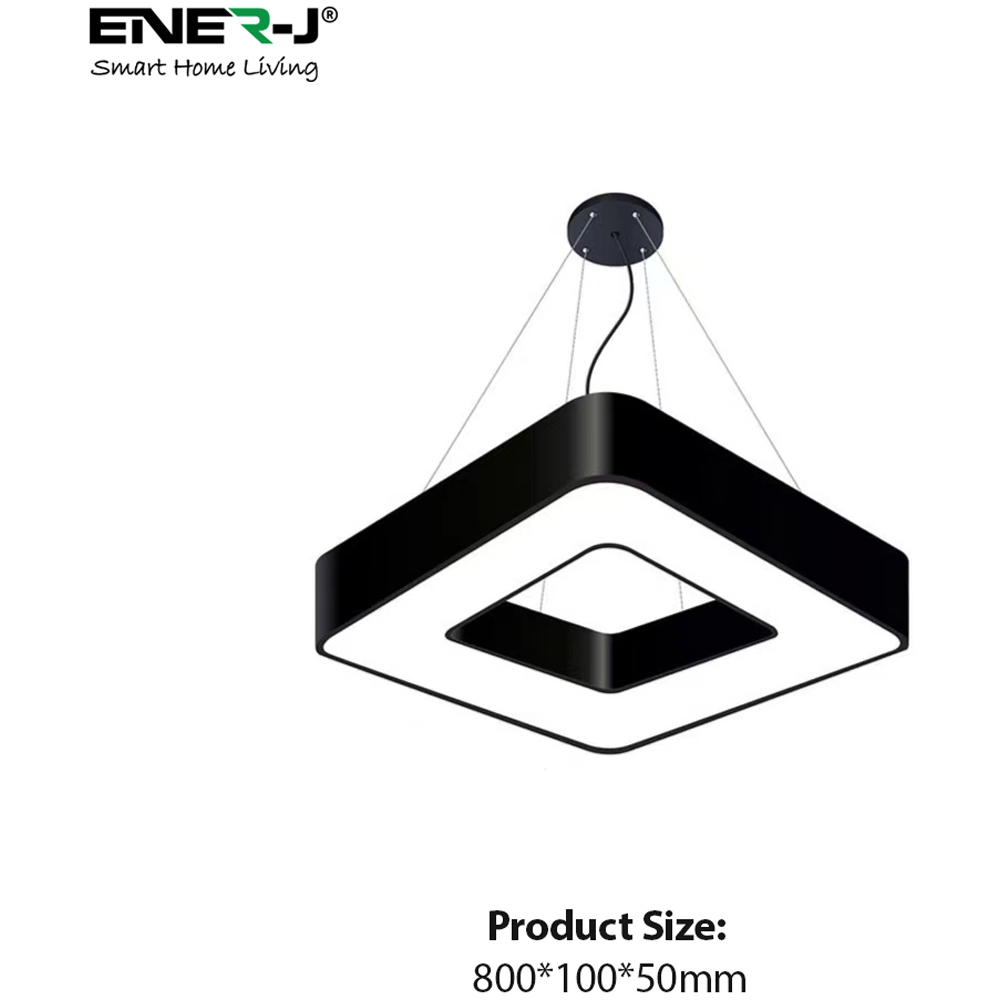 ENER-J Cool White LED 40W 6500K Hollow Square Minimalist Pendant Light Image 3