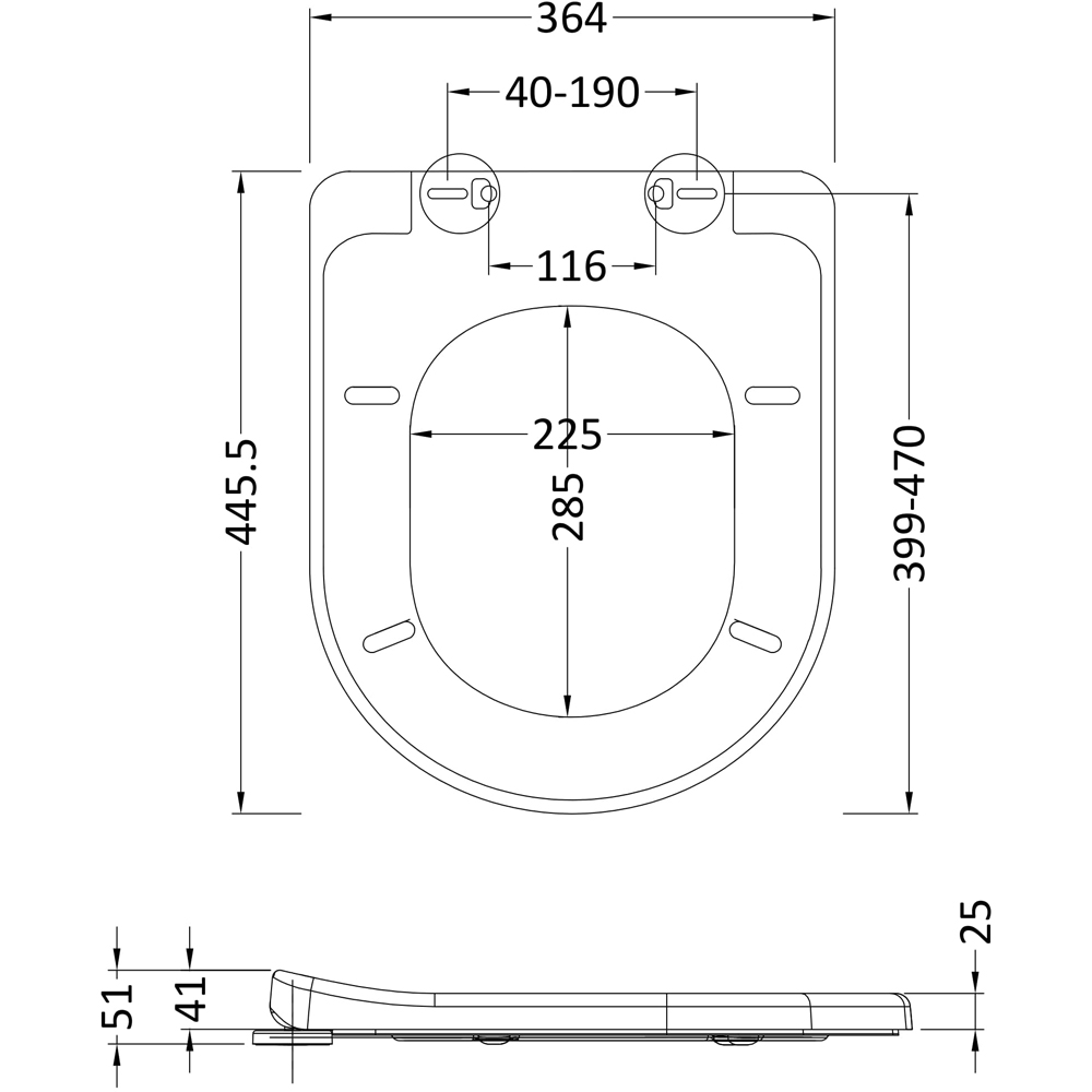 nuie White Top Fix Soft Close D Shaped Toilet Seat Image 2