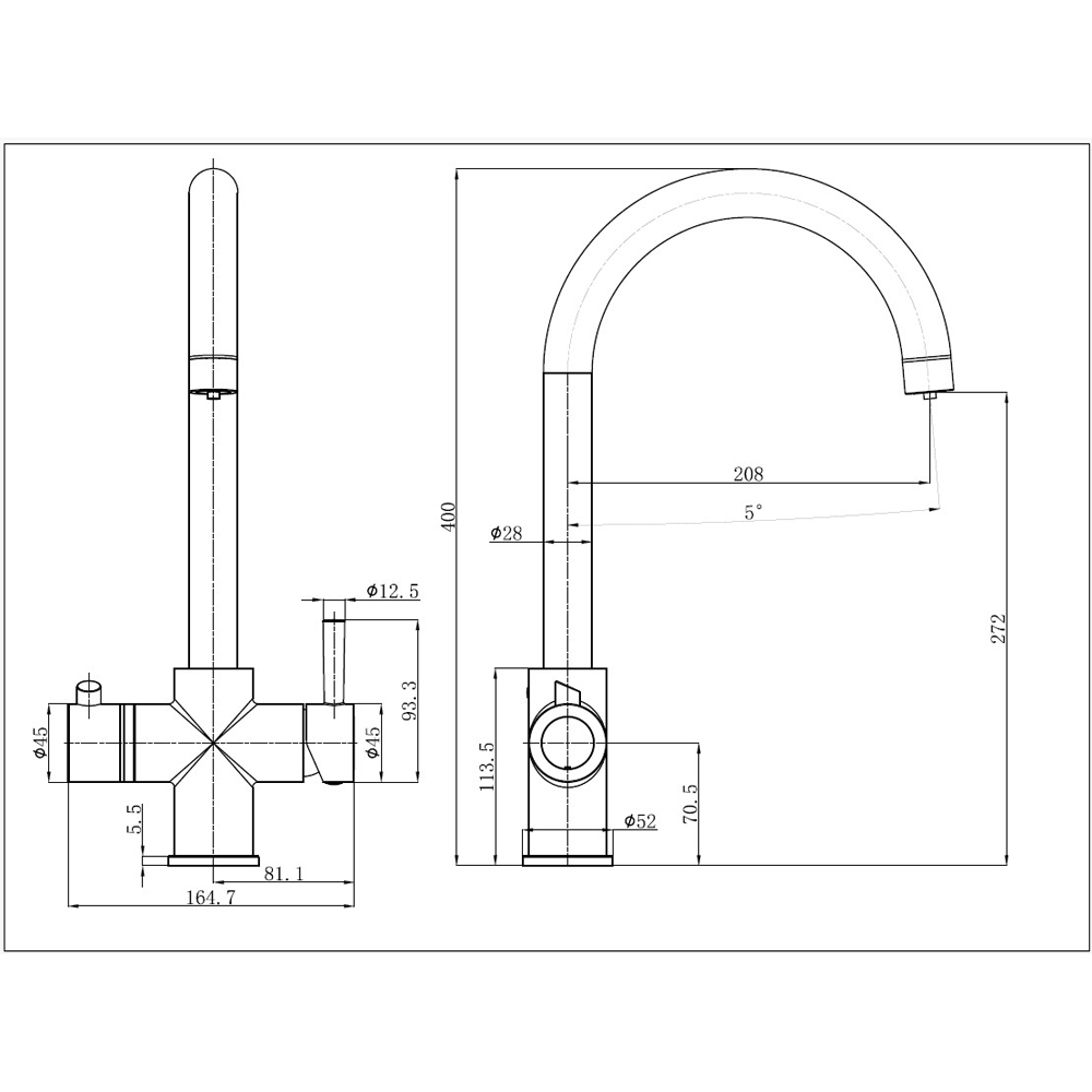 Reginox Attenzi CH Polished Chrome 3 in 1 Hot Water Tap Image 5