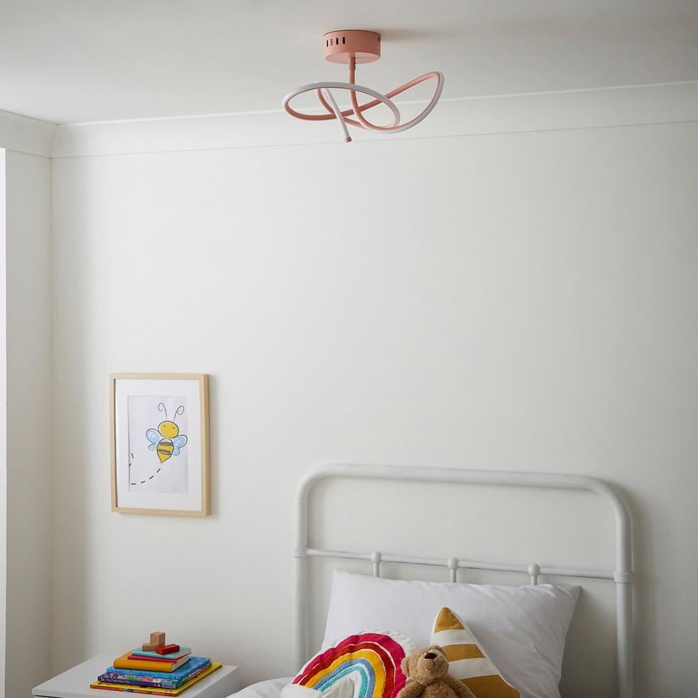 Glow Pink Whirly LED Ceiling Light Image 2