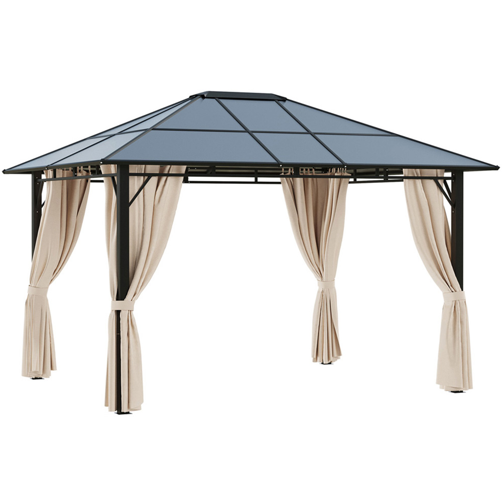 Outsunny 3.6 x 3m Brown Gazebo with Hardtop Image 2