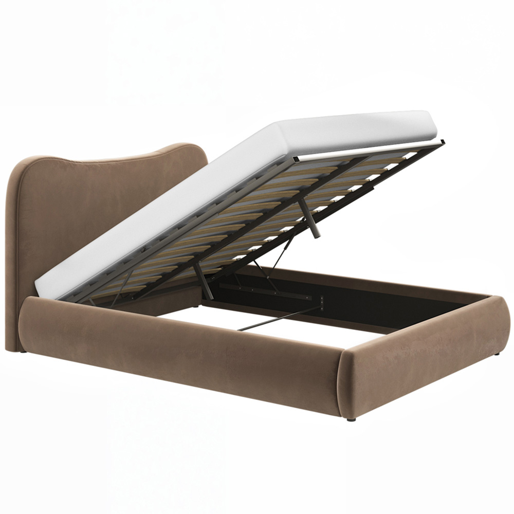 Solace+Co Ember Double Chocolate Velvet Ottoman Bed Image 3