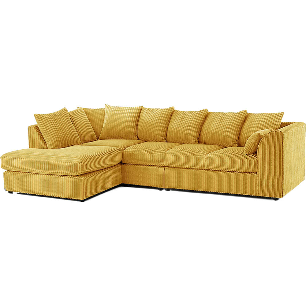 Luxor 4 Seater Mustard Jumbo Cord Left Hand Facing Scatter Back L Shaped Corner Sofa Set Image 2