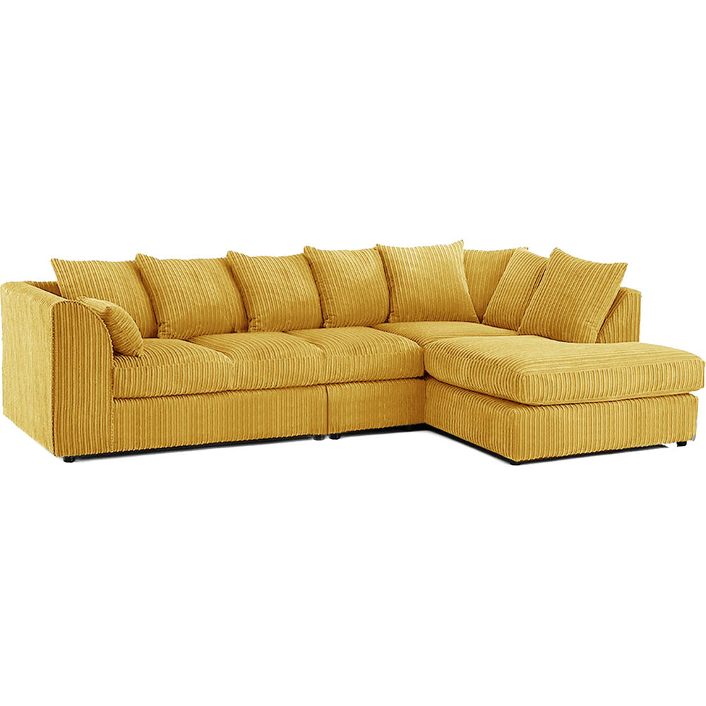 Luxor 4 Seater Mustard Jumbo Cord Right Hand Facing Scatter Back L Shaped Corner Sofa Set Image 2