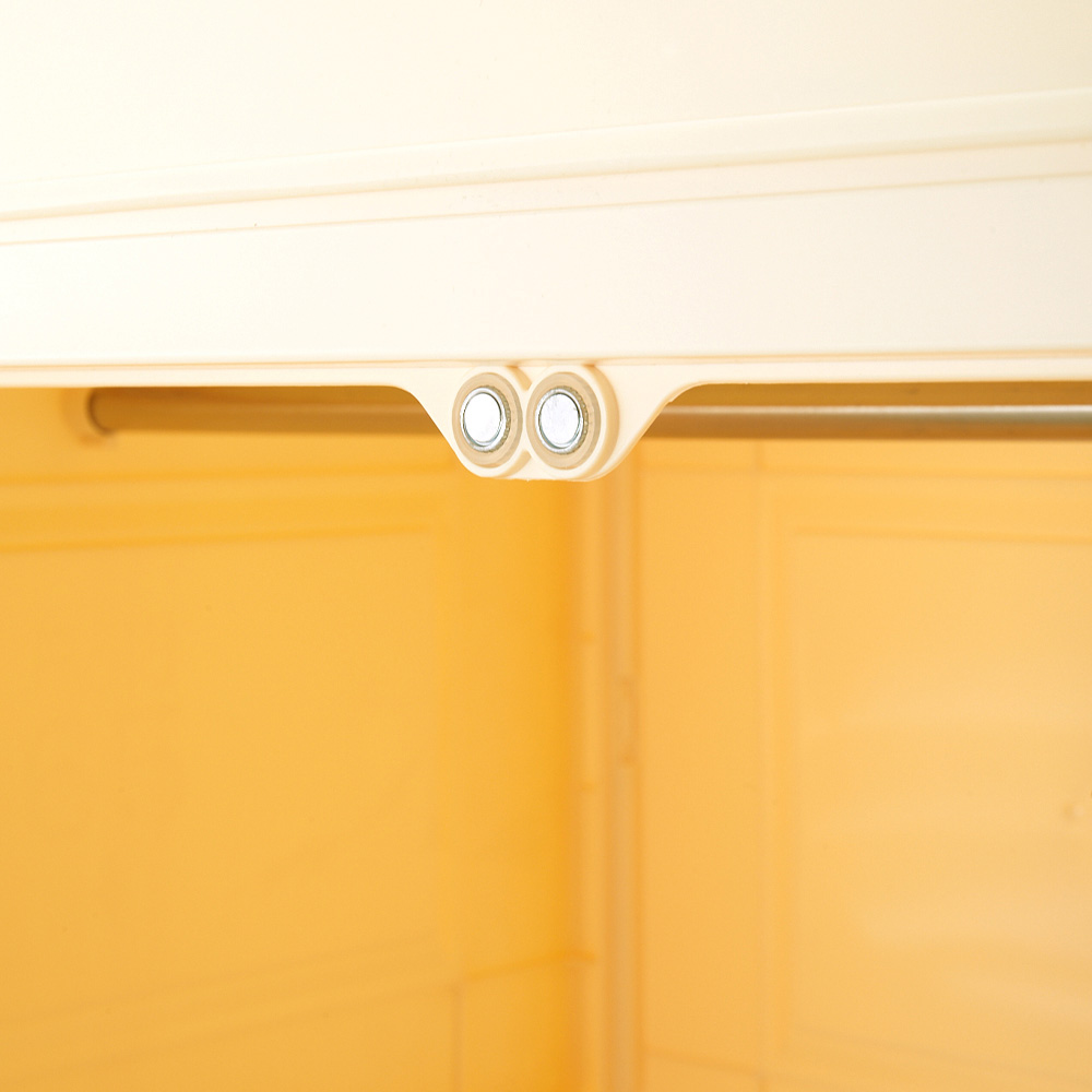 Living and Home 4 Door Cream and White Plastic Foldable Nursery Wardrobe with Wheels Image 5