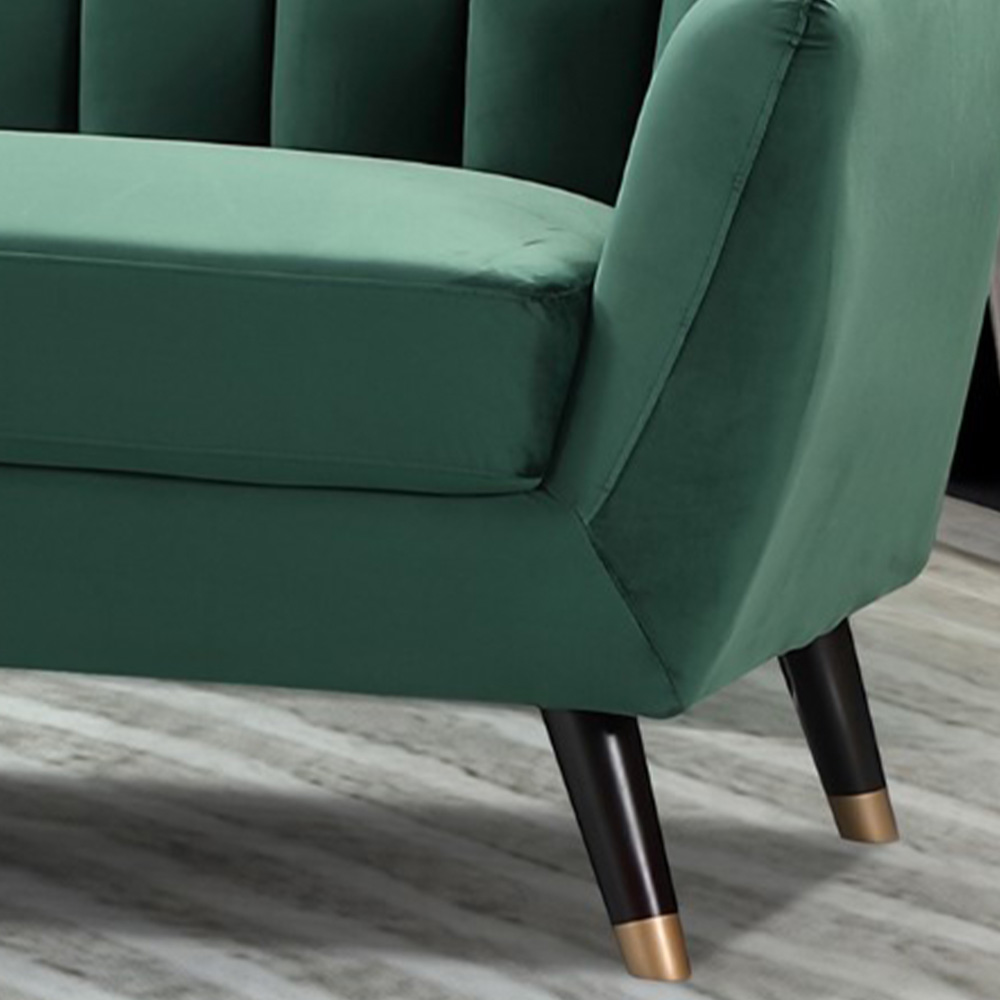 Morgan 3 Seater Green Plush Velvet Sofa Image 3