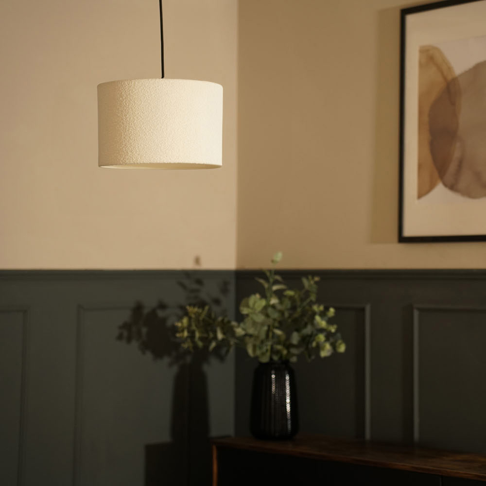 ValueLights Reni Cream Boucle Ceiling Drum Lamp Shade Small Image 3