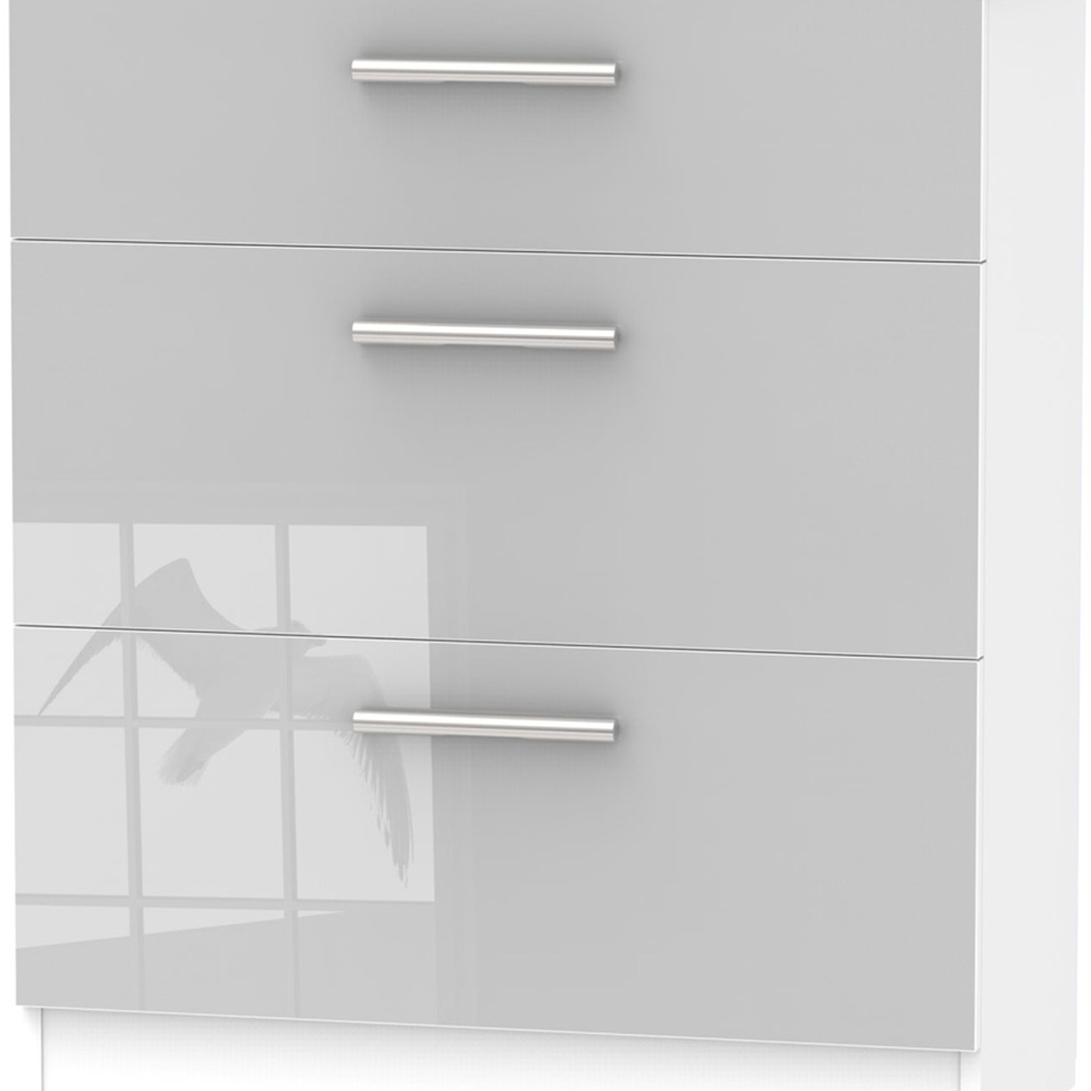 Crowndale Contrast 3 Drawer Grey Gloss and White Matt Deep Chest of Drawers Image 3
