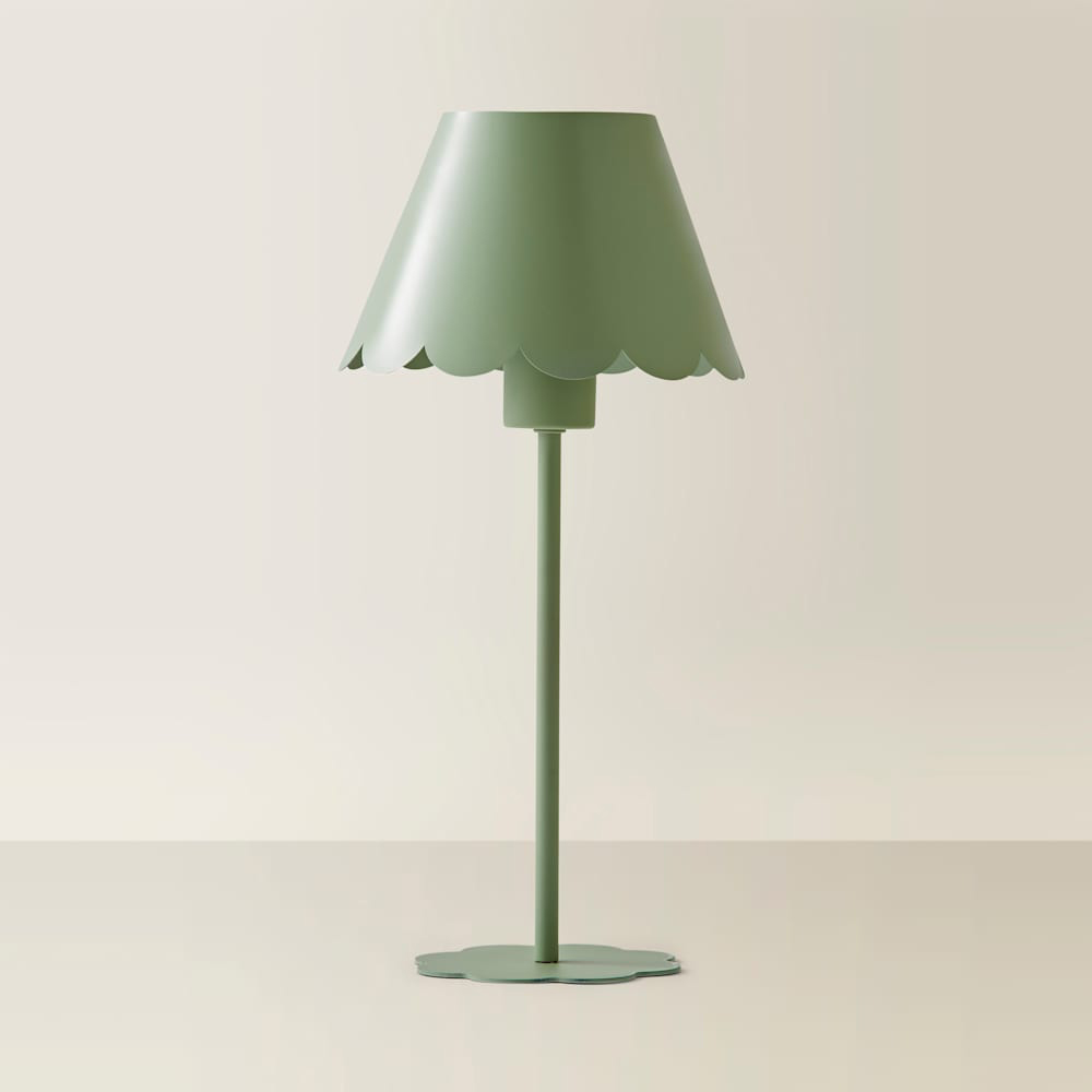 ValueLights Hattie Green Scallop Rechargeable Table Lamp Image 3