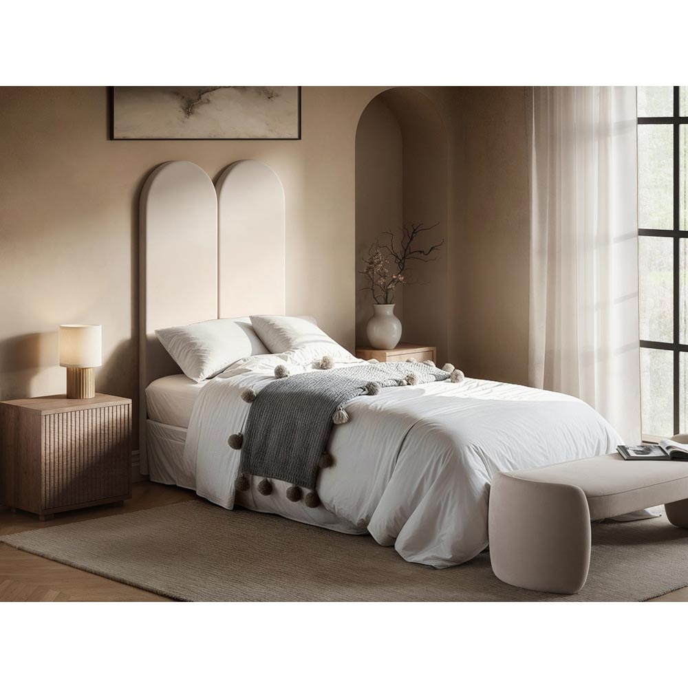 Solace+Co Cirrus Beige Velvet Headboard Panel Image 2