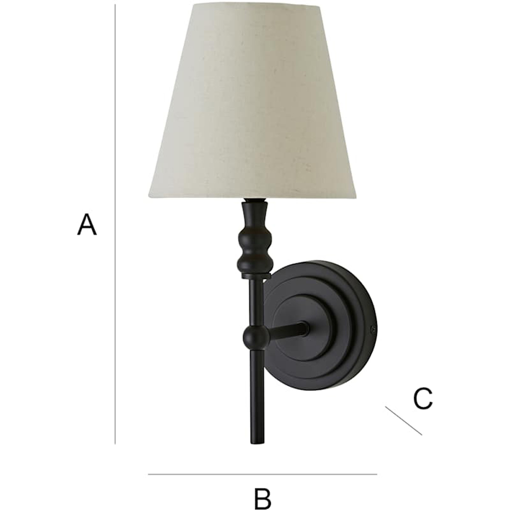 ValueLights Maggie Linen Shade Black Candlestick LED Wall Light with Bulb Image 7