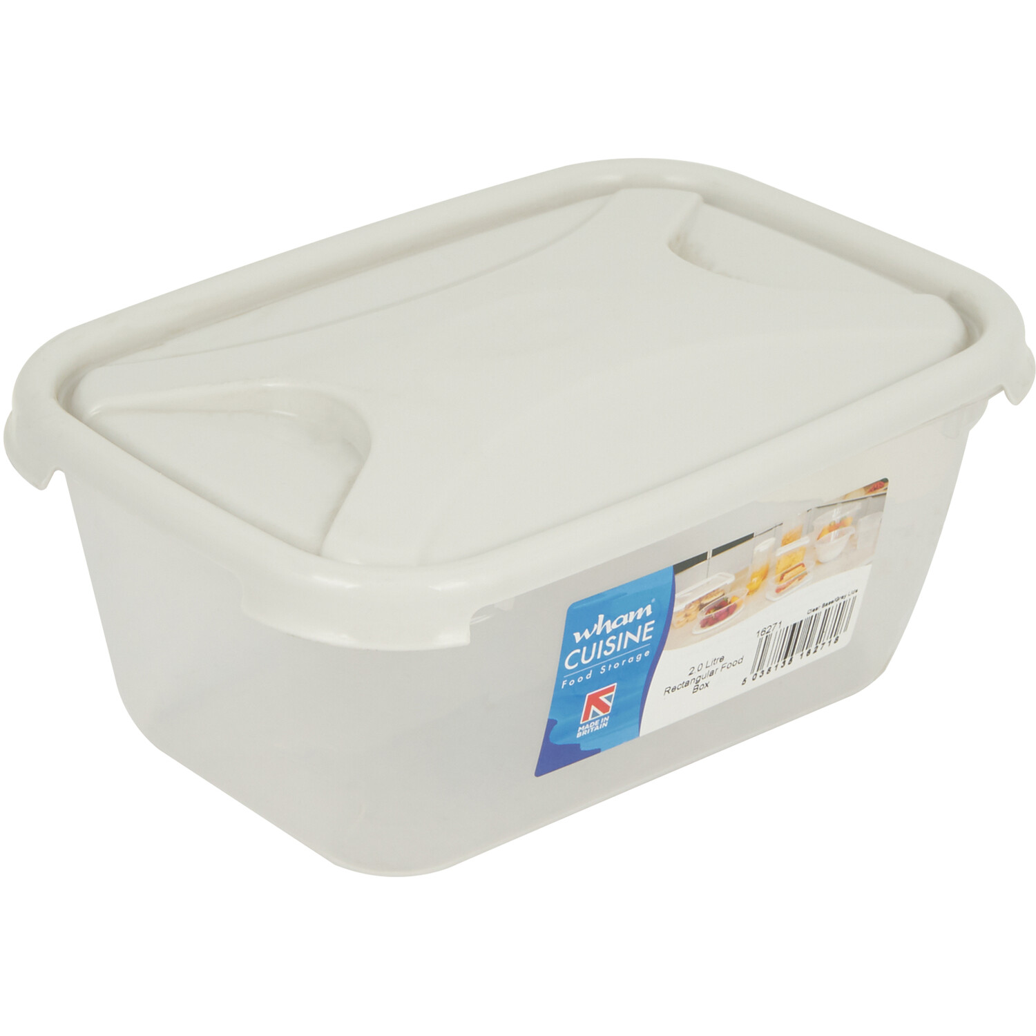 Rectangular Food Box & Lid Grey 2L Image 2