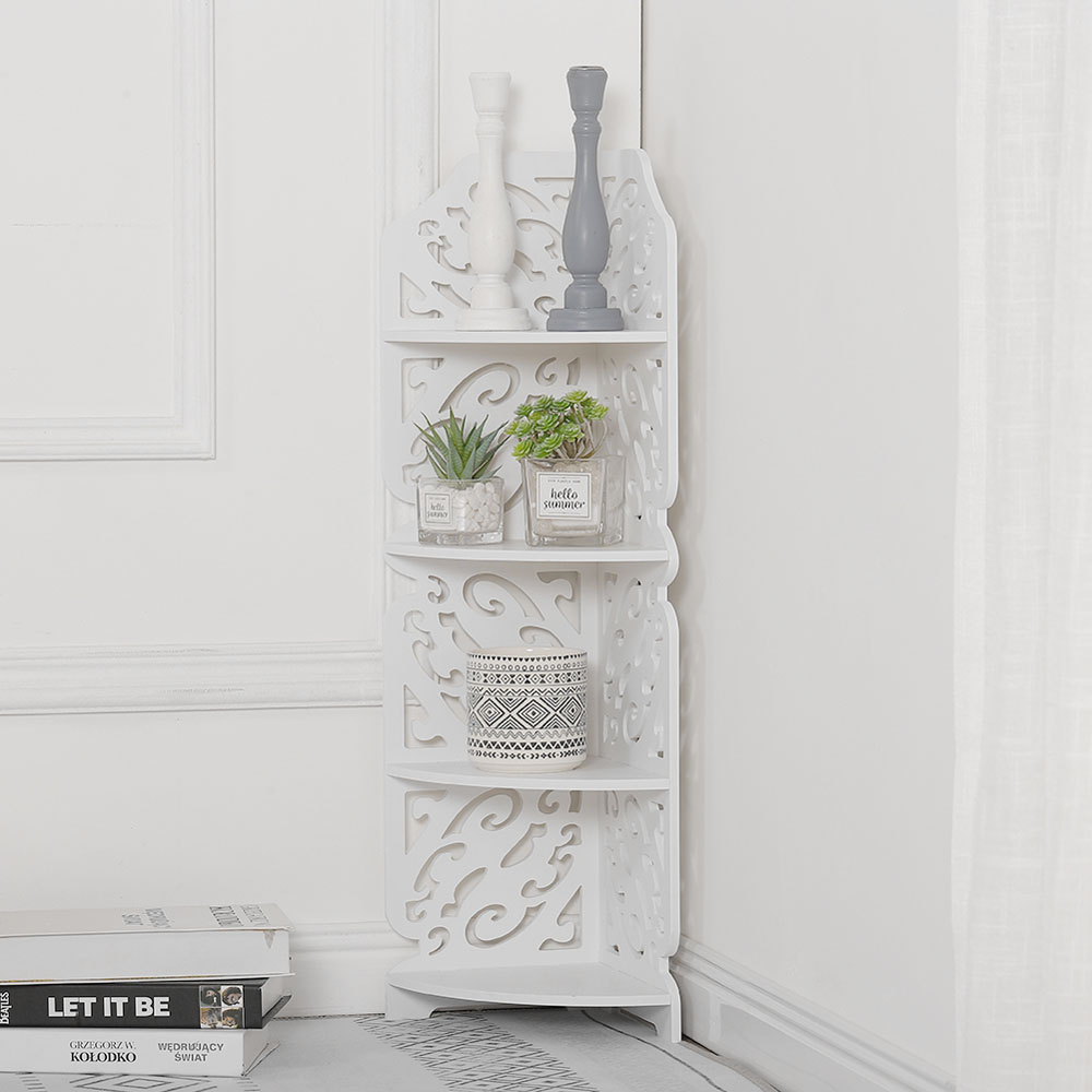 Living and Home Multi Tiered White Corner Plant Stand Image 2