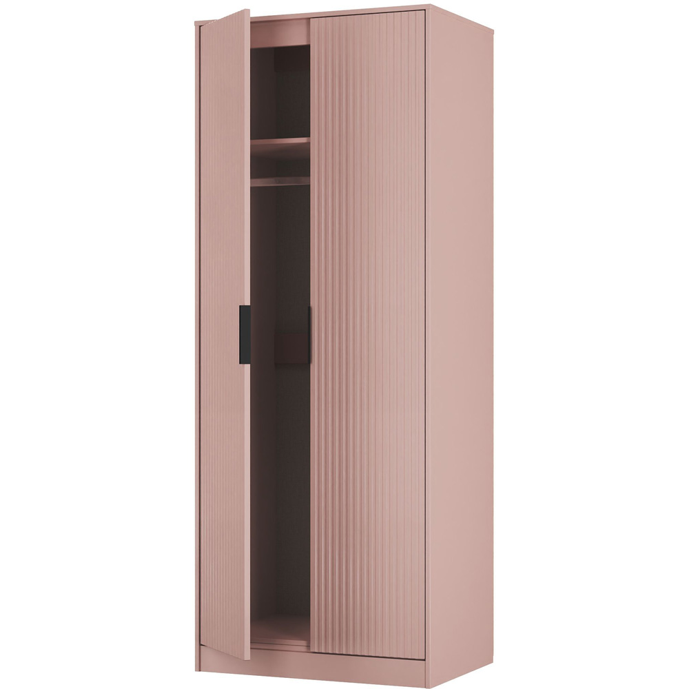 Crowndale Fluted 2 Door Kobe Pink Tall Wardrobe Ready Assembled Image 6
