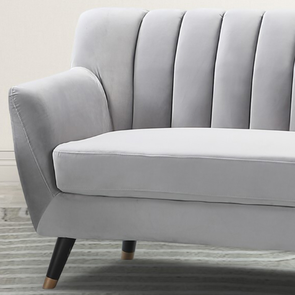 Morgan 3 Seater Grey Plush Velvet Sofa Image 2