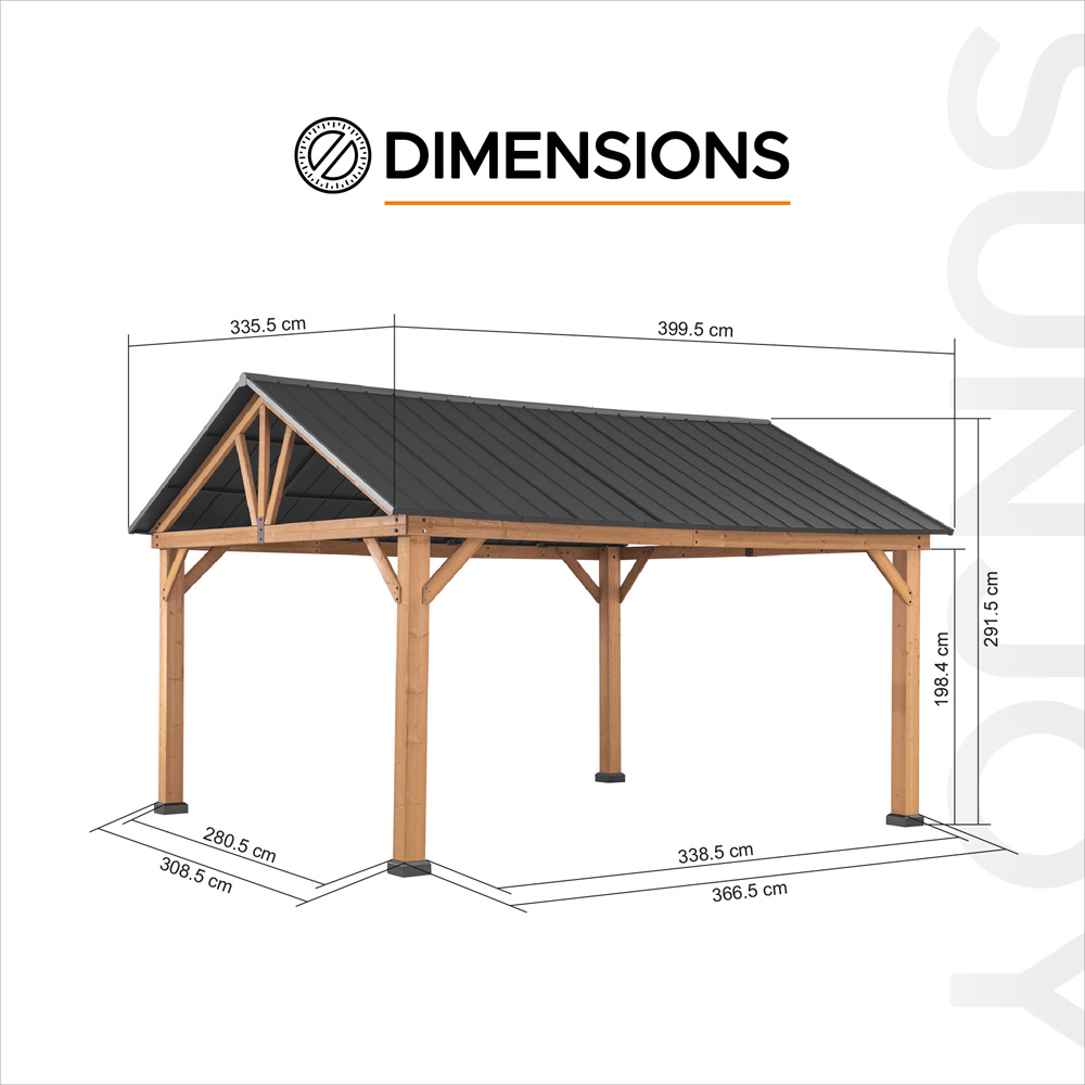 Sunjoy Todi 3.35 x 3.99m Anthracite Cedar Wood Gazebo Image 8