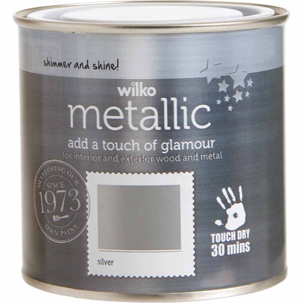 Wilko Metallic Wood & Metal Silver Multi Surface Paint 250ml Image 2
