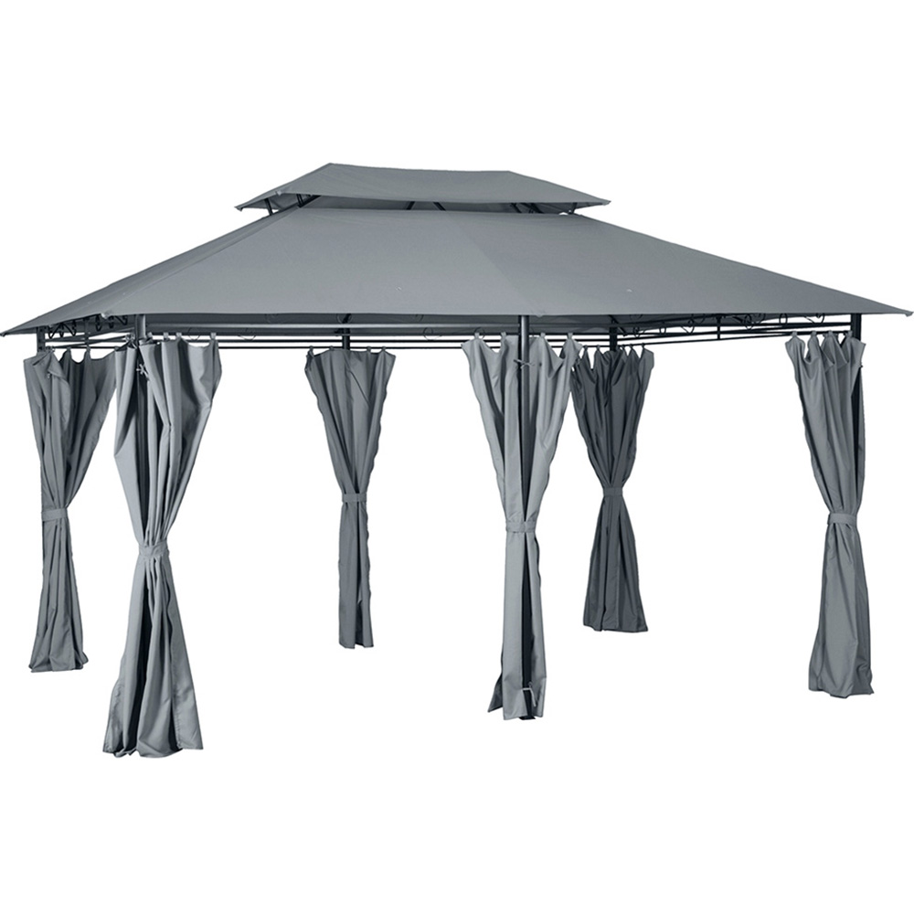 Gazebo Shelter Curtains 4m x 3m Grey Image 2