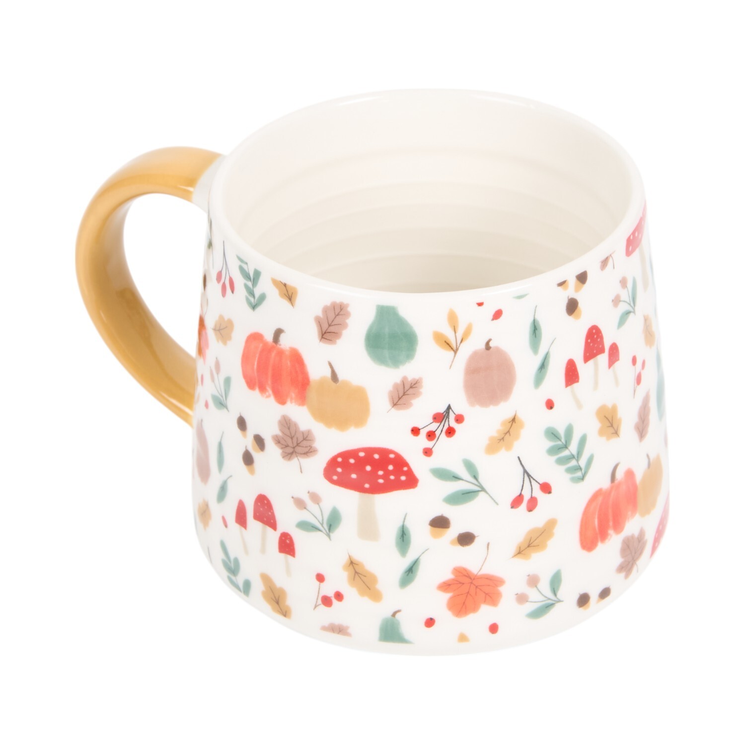 Autumn Design Print Ribbed Mug Cream Image 4