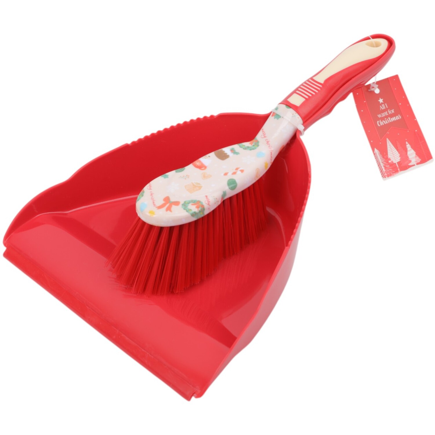 Cosy Christmas Dust Pan and Brush Red Image 2