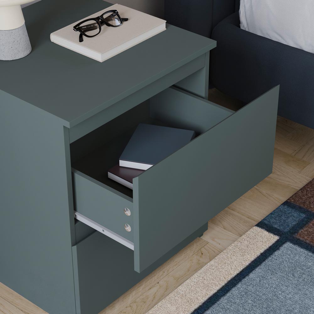 Vida Designs Denver Jasper Green 2 Drawer Large Bedside Table Image 6