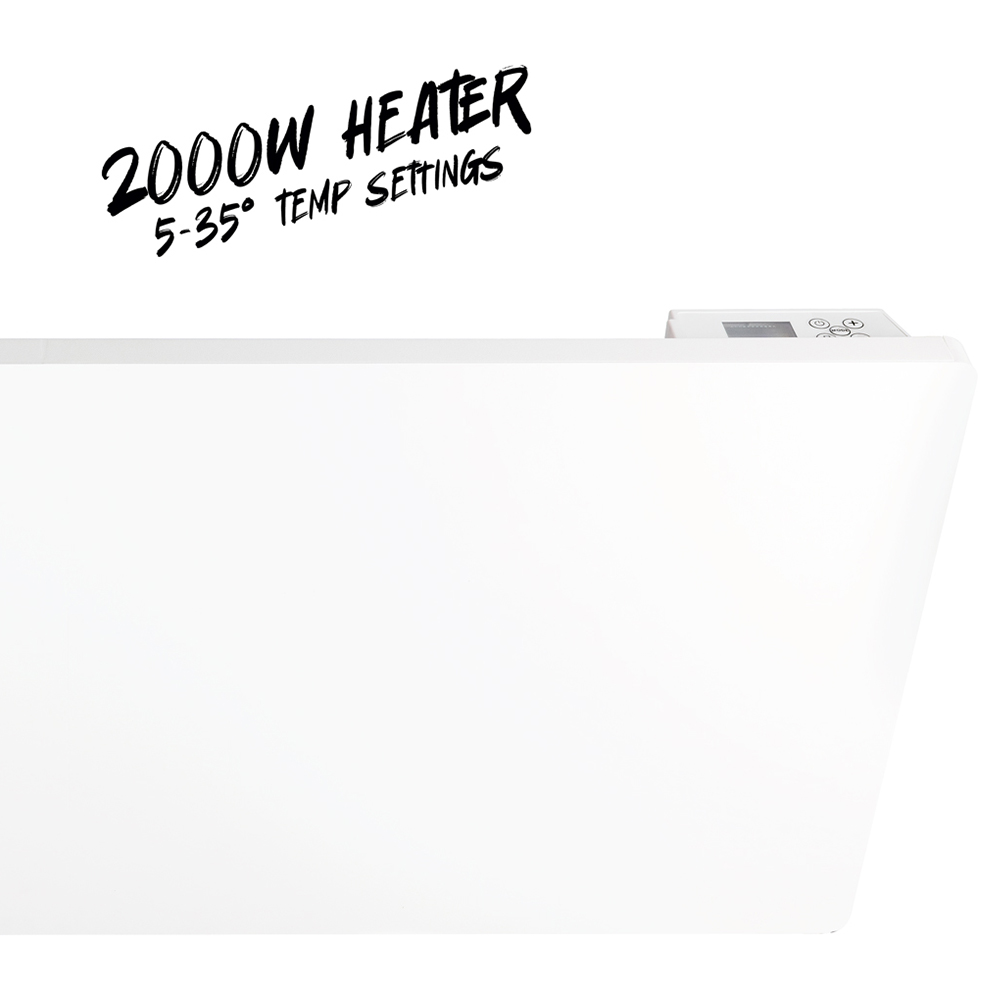 TCP White Aluminium Electric Panel Wall Mounted Heater 2000W Image 4