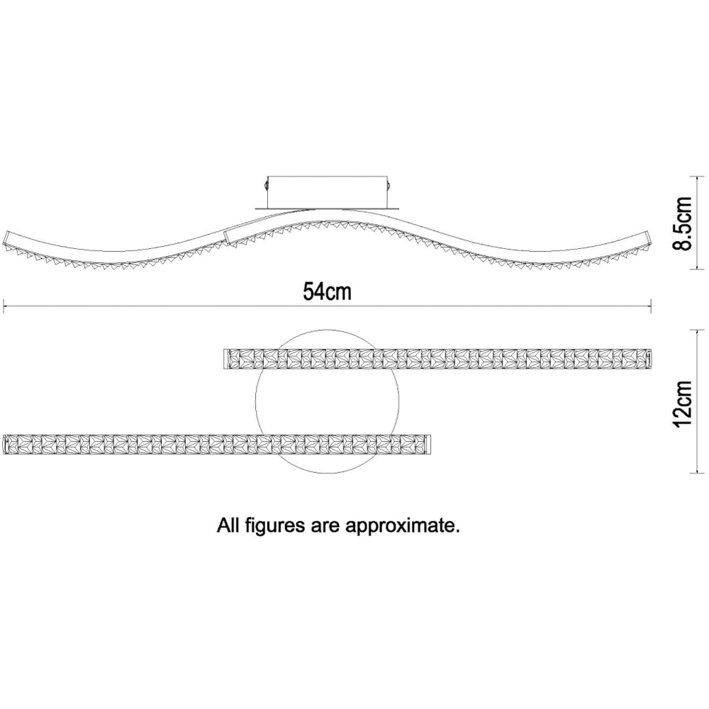 Cosylyte Kenworth 2 Light Matt Black Wavy Beaded LED Ceiling Light Image 7