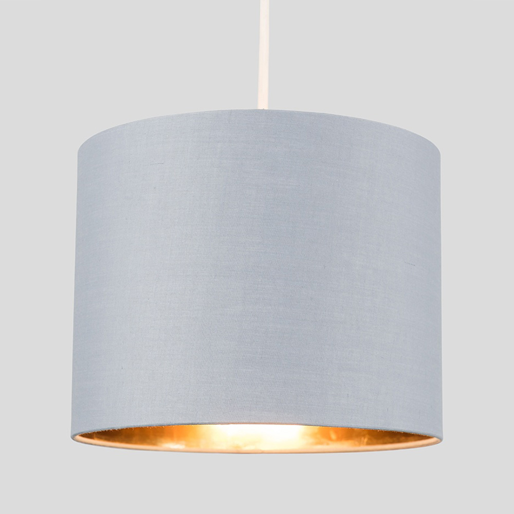 ValueLights Reni Grey with Metallic Gold Ceiling Drum Lamp Shade Small Image 3