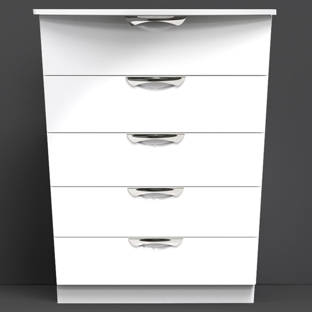 Crowndale Camden 5 Drawer White Gloss Chest of Drawers Image 1
