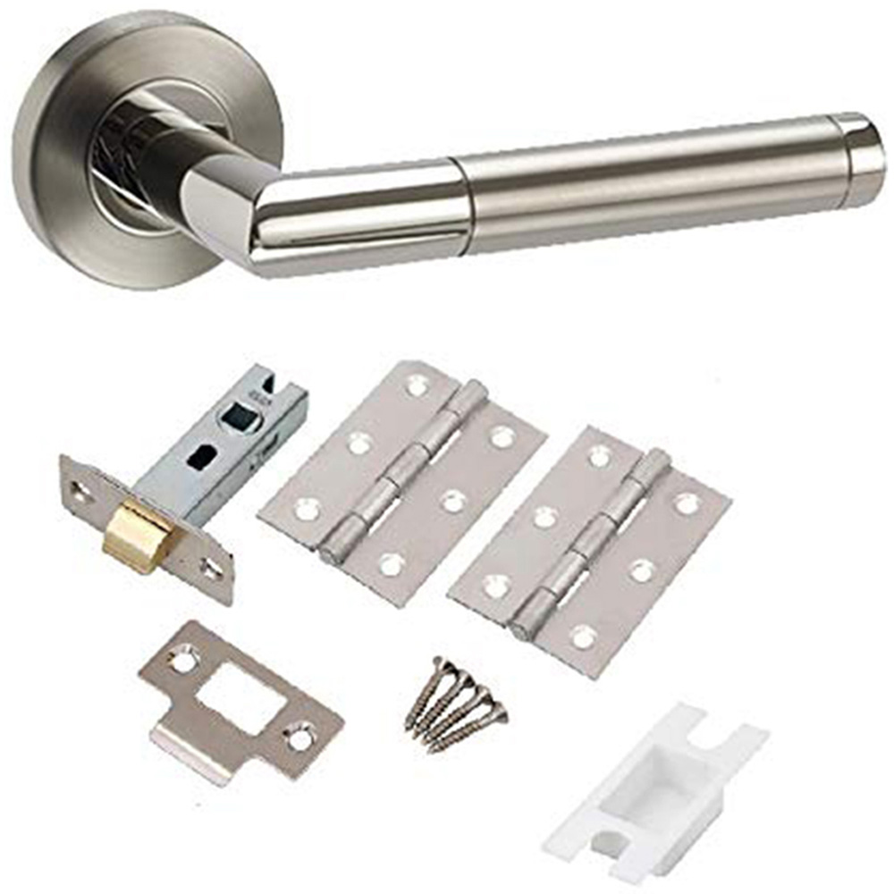 Golden Grace Dual Finish Mitred Style Modern Door Handles Set 5 Pack Image 2