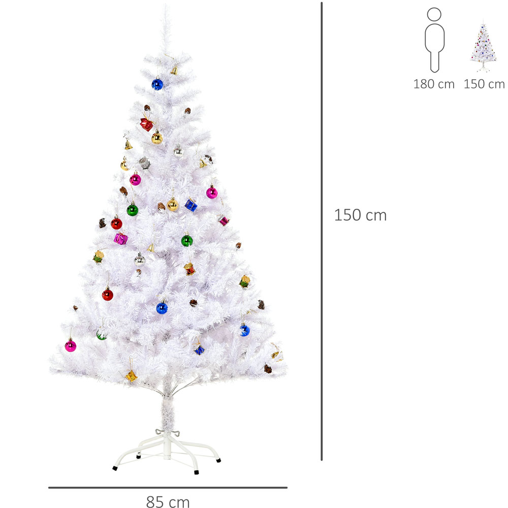 Everglow White Artificial Christmas Tree with Ornaments 4.9ft Image 7
