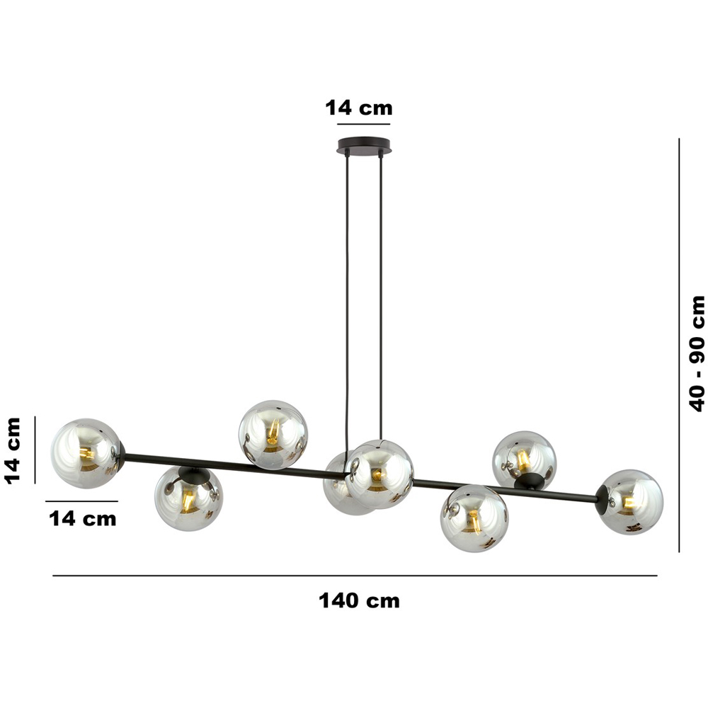 Emibig Rossi 8 Light Graphite Shade Black E14 Ceiling Pendant Light Image 9