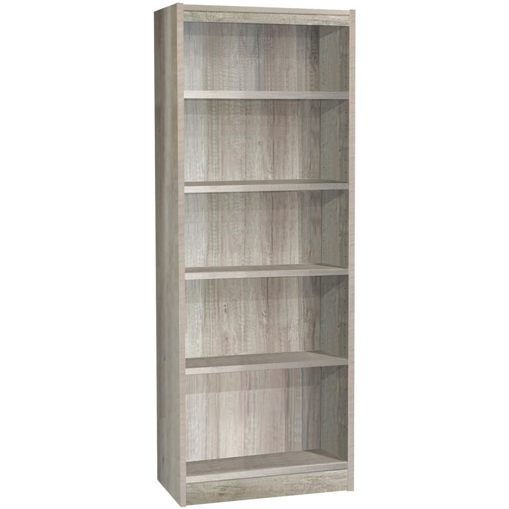 R White Cabinets 5 Shelf Grey Wide Tall Bookcase Image 2