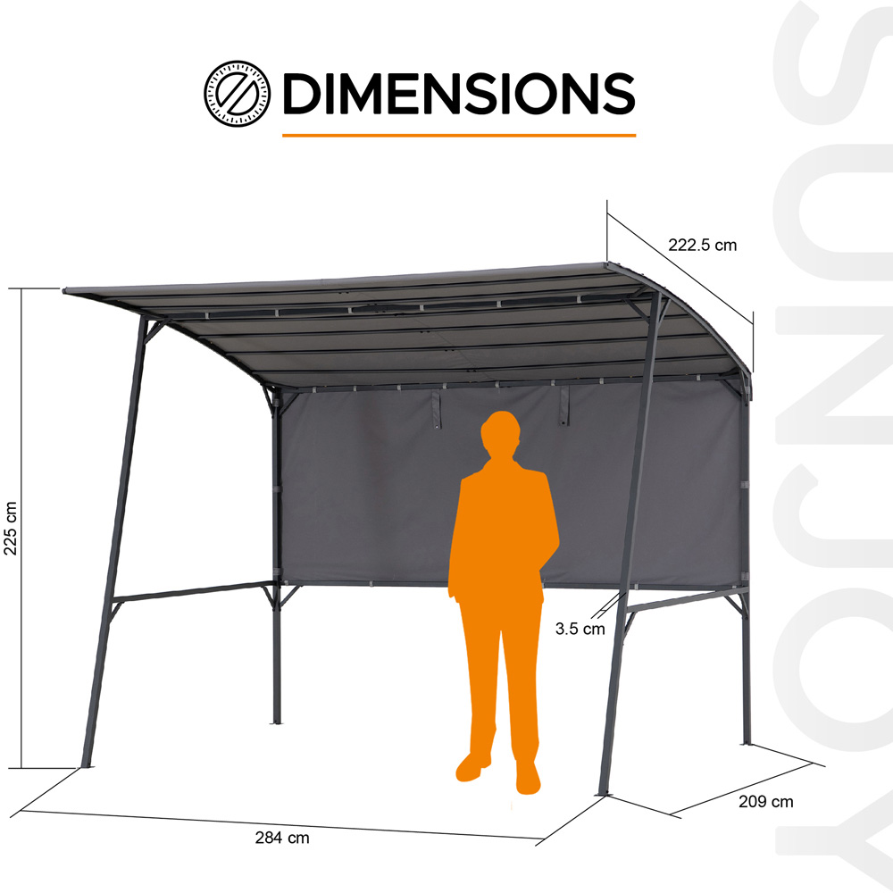 Sunjoy Vodno 2.84 x 2.20m Grey Fabric Pergola Image 7