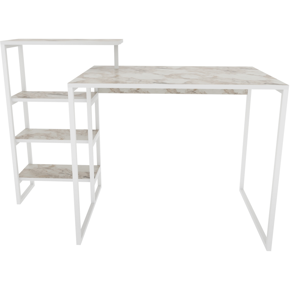 Decorotika Rino 4 Shelf Study Desk White Marble Effect And White Image 3