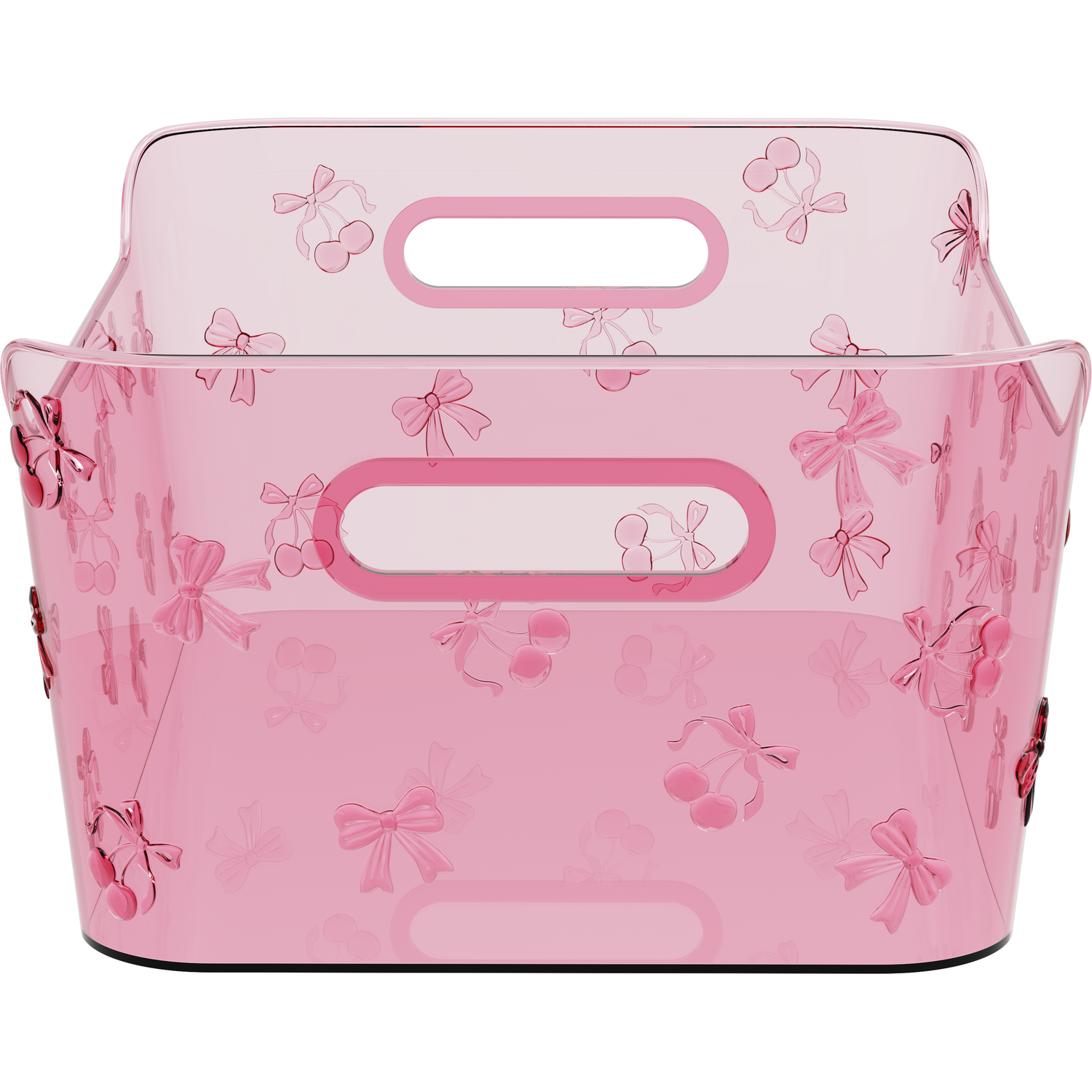 Cherry Bow Storage Basket Pink Image 3