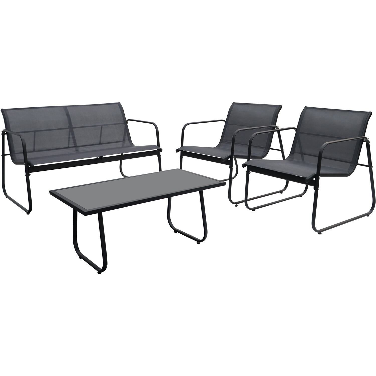 Turin 4 Seater Grey Textilene Sofa Lounge Set Image 5