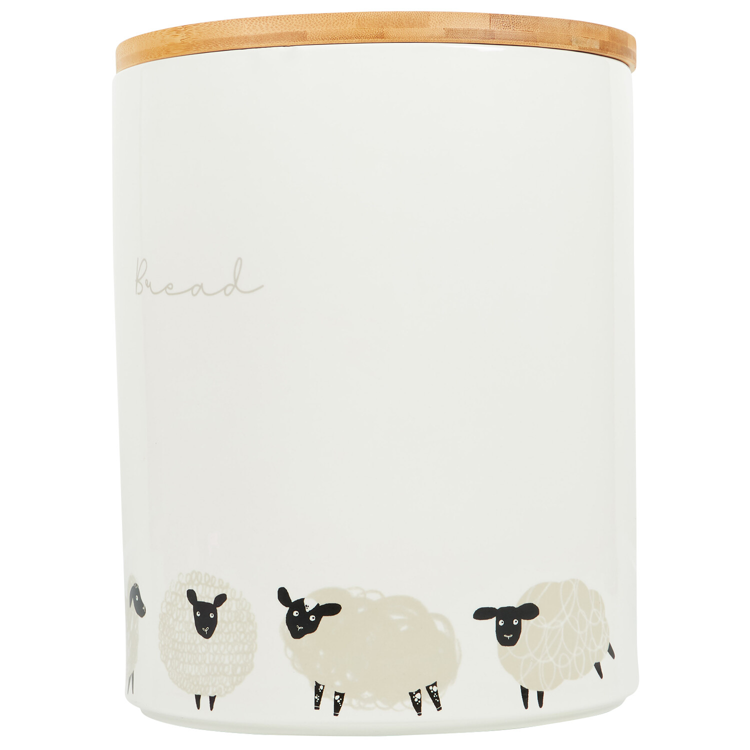 Highland Flock Bread Canister with Bamboo Lid - White Image 2