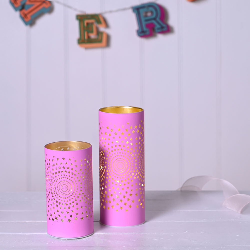 The Christmas Gift Co Pink Large Starburst LED Light Tube Image 3