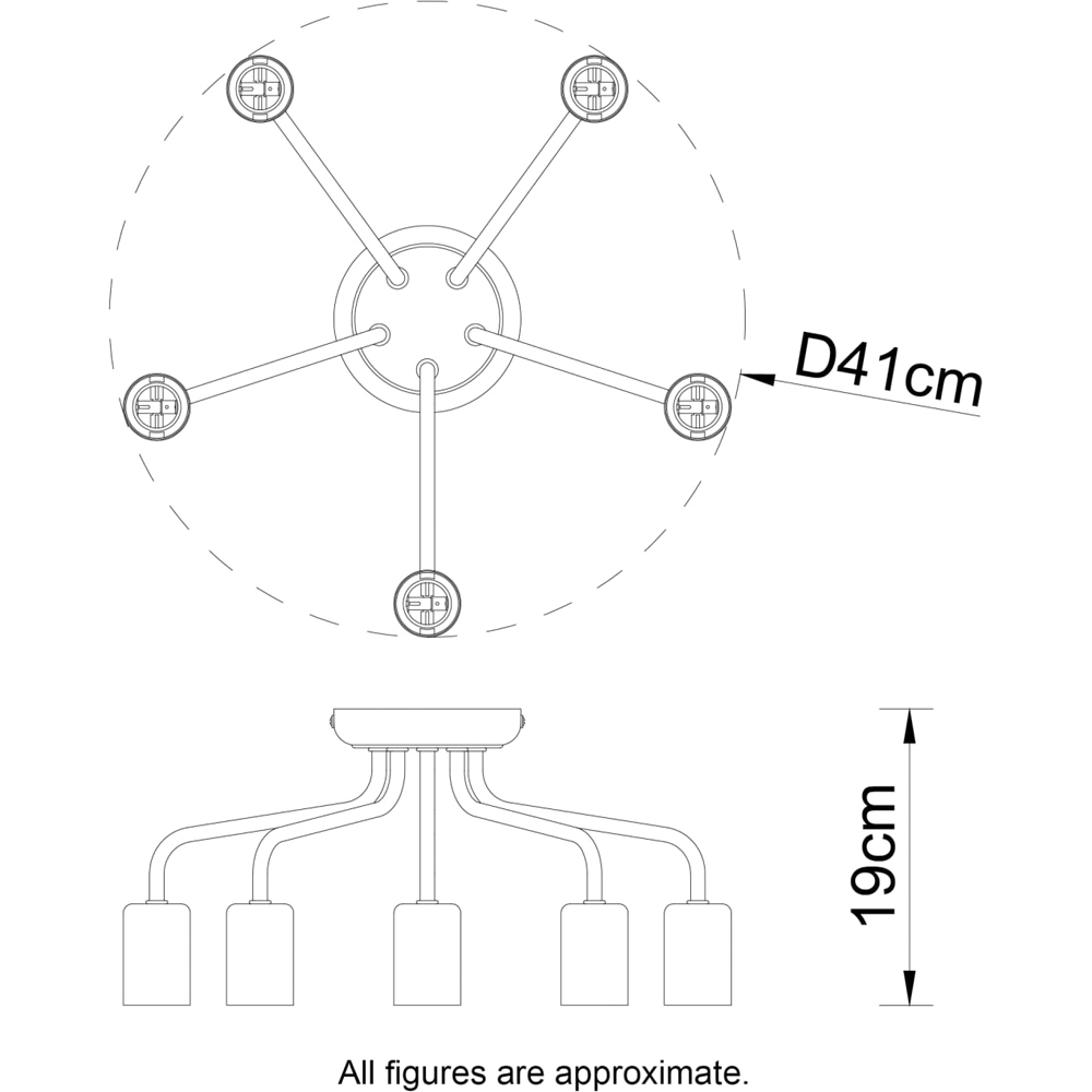 Cosylyte Fraser 5 Light Brushed Brass Metal Flush Ceiling Light Image 7