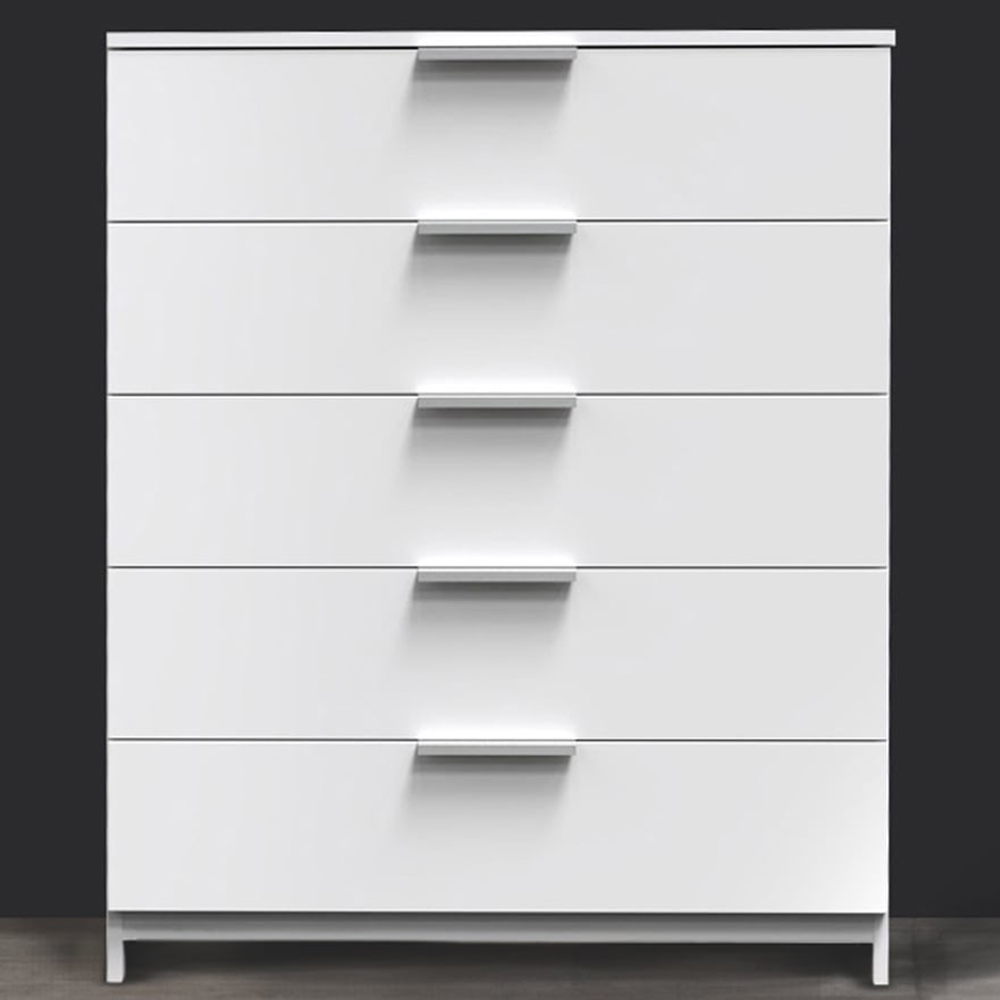 Crowndale Plymouth 5 Drawer White Gloss Wide Chest of Drawers Image 1