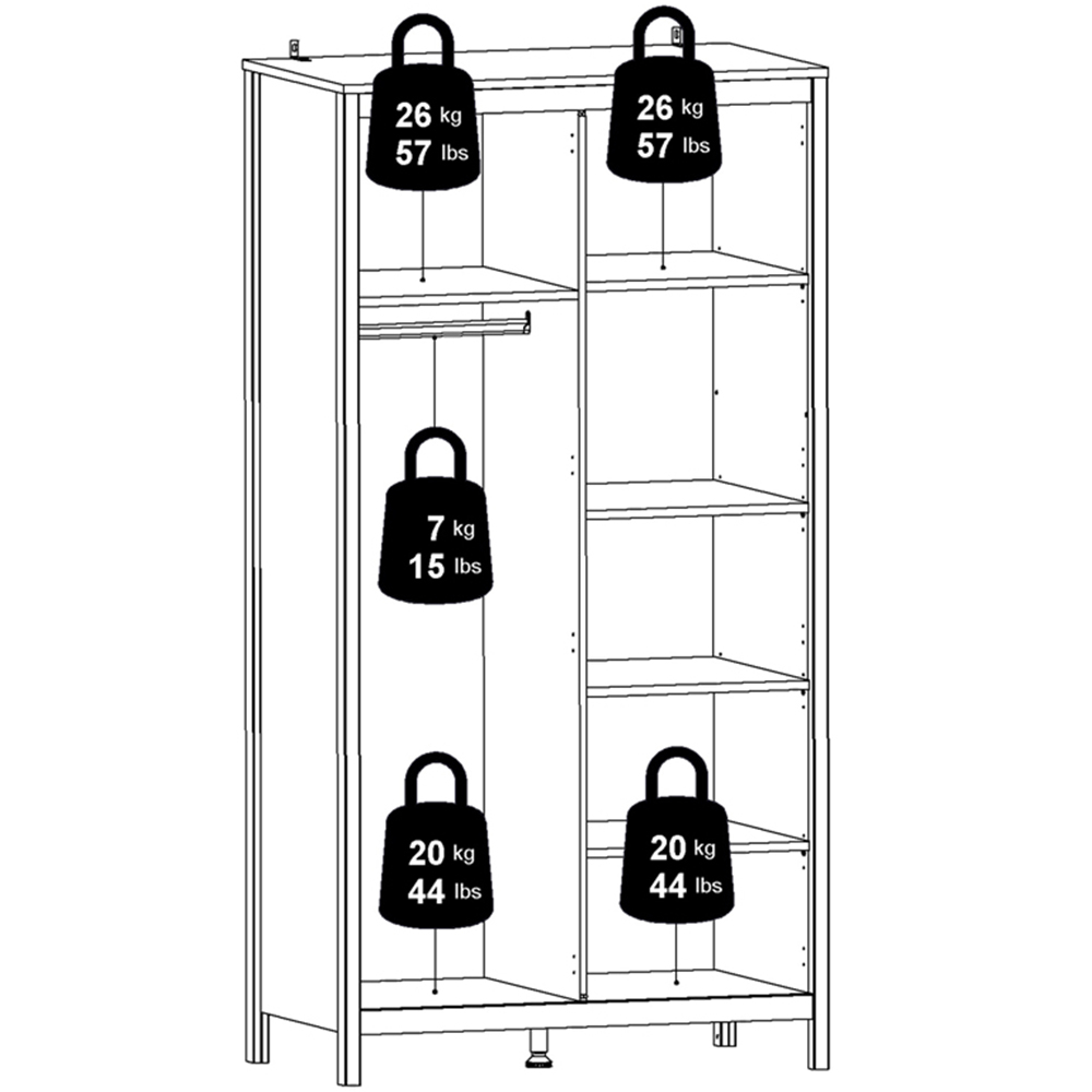 Florence Madrid 2 Door Matt Black Wardrobe Image 9