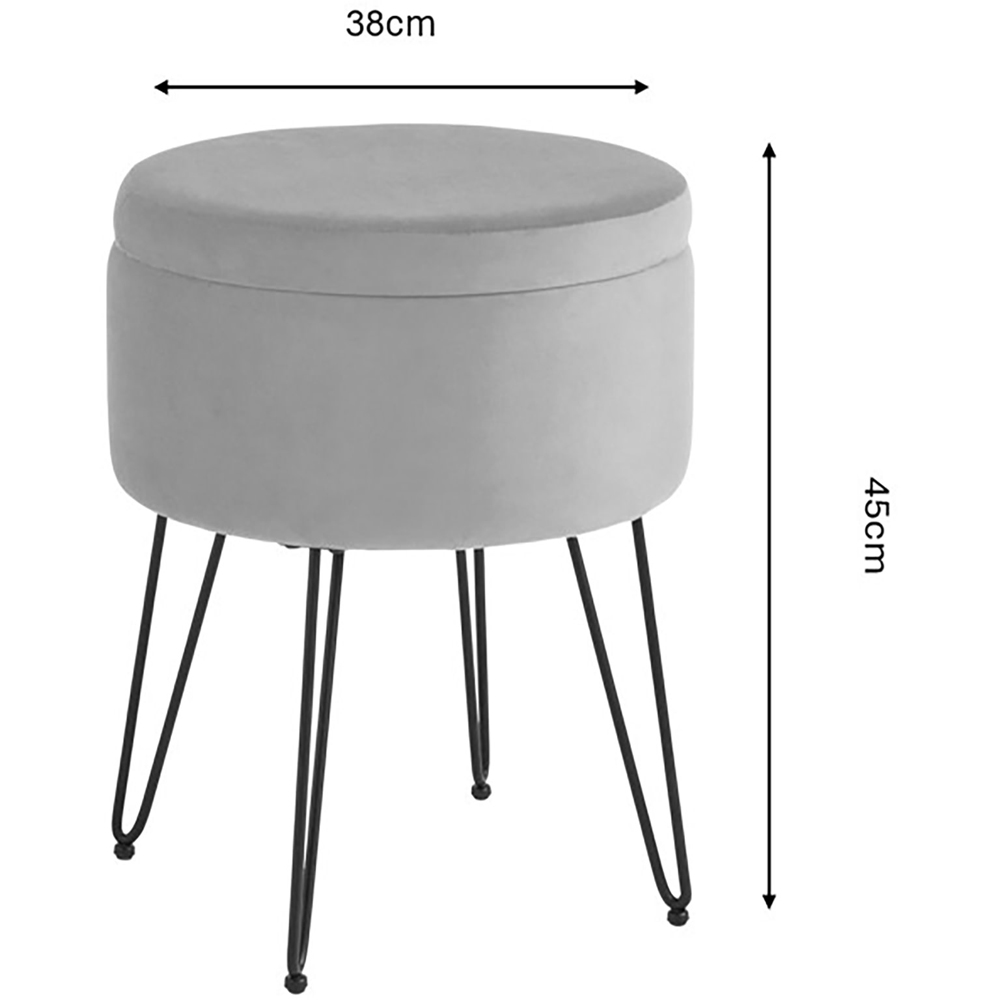 GFW Avery Grey Velvet Storage Stool Image 9