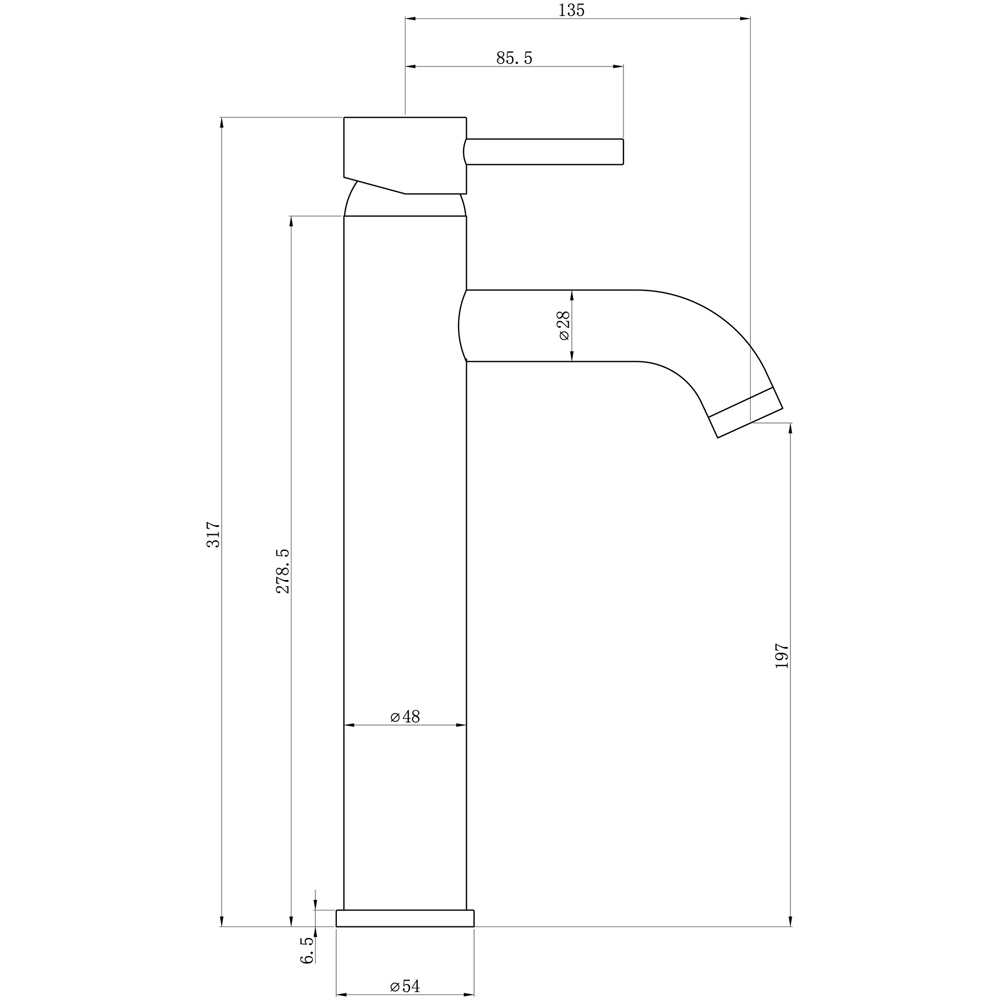 Bathstore Newton Matt Black Mono Tall Basin Mixer Image 4