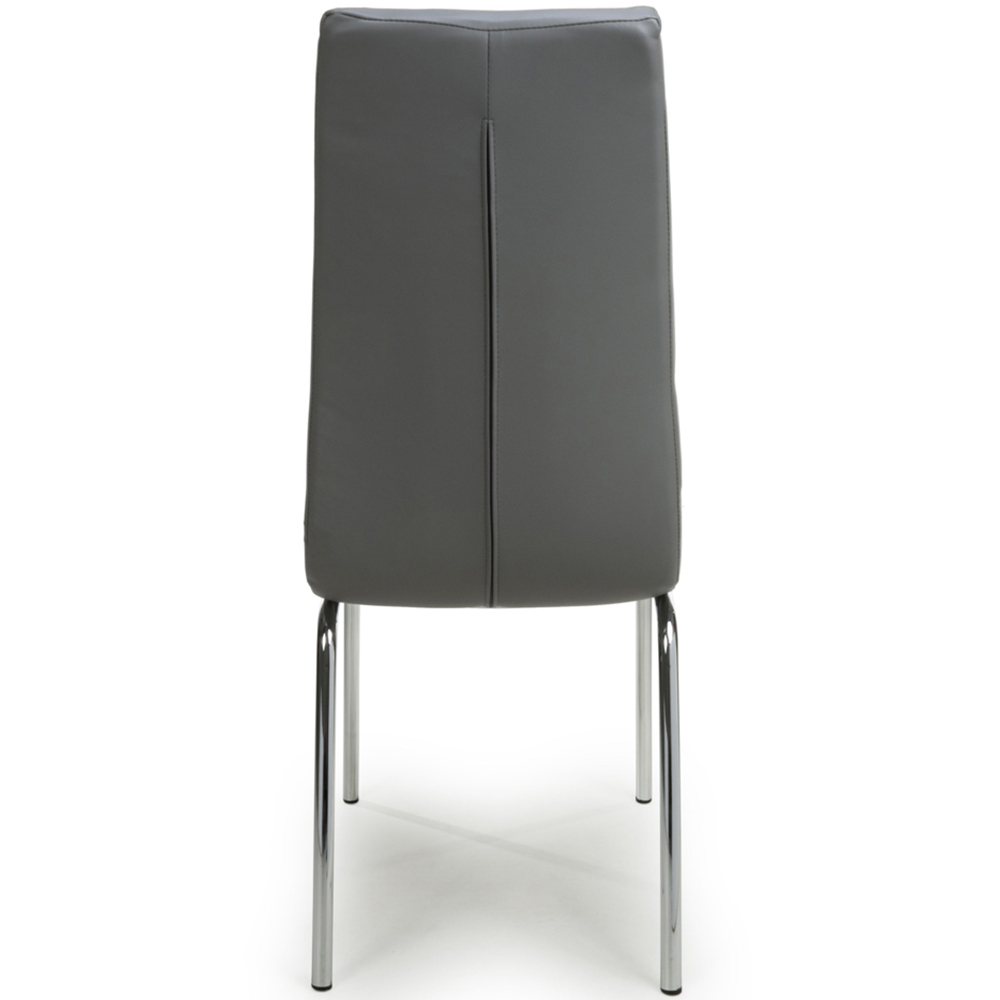 Shankar Jenner Set of 2 Grey and Chrome Leather Effect Dining Chair Image 4