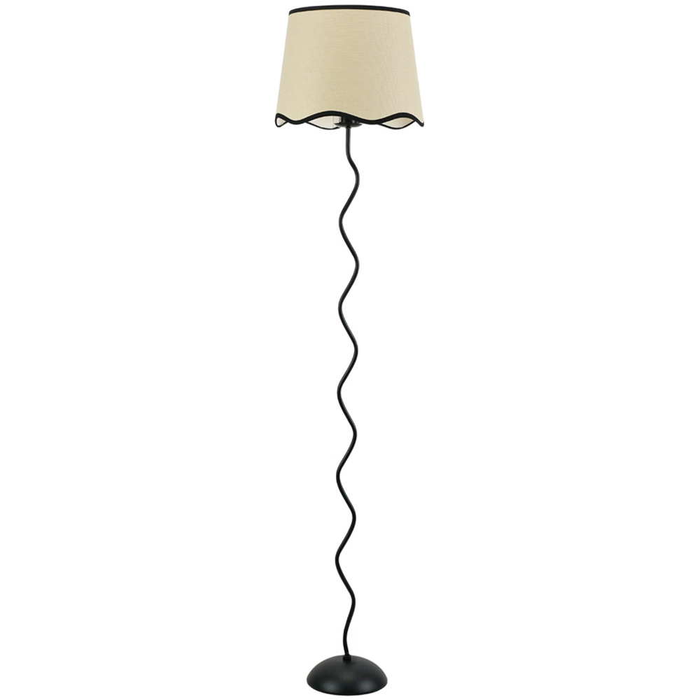 ValueLights Wiggle Scallop Black Edge Shade Black Metal LED Floor Lamp Image 1
